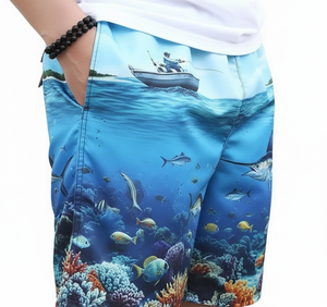 Shorts de bain décontractés pour hommes, imprimés par sublimation, séchage rapide, respirants, taille élastique, pour la plage, le fitness et la natation - Product Image 1