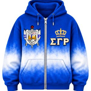 ชุดวอร์มลายไทไดสีน้ำเงินขาว Sigma Gamma Rho สำหรับผู้หญิง ชุดฮู้ดดี้และกางเกงจ็อกเกอร์พร้อมตัวอักษรกรีก ชุดกีฬาแฟชั่นสำหรับชมรมนักศึกษาแบบสั่งทำได้ - Product Image 5