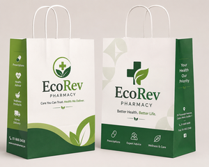 Custom Printed Logo <b>Biodegradable</b> Kraft <b>Paper</b> Bag Twisted Handles Offset Printing Self Adhesive Seal Bottom Gusset Recyclable - Product Image 4