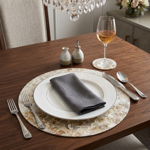 แผ่นรองจานทำมือจากเปลือกหอยมุก ลายเปลือกหอยเชลล์ สำหรับงานเลี้ยงอาหารค่ำสุดหรู งานแต่งงาน และการตกแต่งสไตล์ชายทะเล - Product Image 5