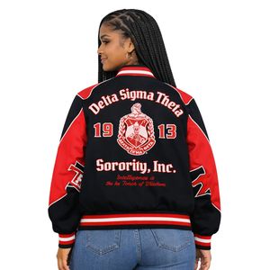 Delta Sigma Theta Black Racing Twill Jacket for Women Comfortable Fit Premium Fabric Greek Sorority Apparel Casual Wear - Product Image 2