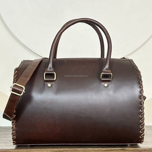 2026 Elegant <b>Handmade</b> Western Genuine Cowhide Leather Speedy Duffle Bag Vintage Hair On Hide Travel Weekender Shoulder Bag - Product Image 6