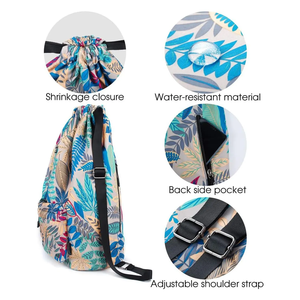 Botanical Print Polyester Drawstring Sports Backpack With Sublimation Design Lightweight <b>String</b> <b>Bag</b> For Travel Gym And School - Product Image 3