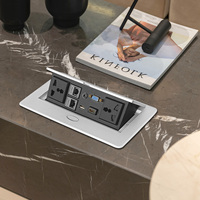 Tomada de Mesa Retrátil CE com Saída de Energia EU Oculta, Manual, em Liga de Zinco, Aprovada pela CE para Casa, Escritório, Cozinha, Hotel e Móveis Domésticos