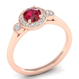 แหวนหมั้นเพชรพลอยทับทิมทรงกลม 0.5 กะรัต REYES Luxury ทองคำแท้ 14K ประดับเพชรโมอิสซาไนต์ พร้อมใบรับรอง GRA สำหรับผู้หญิง - Product Image 2