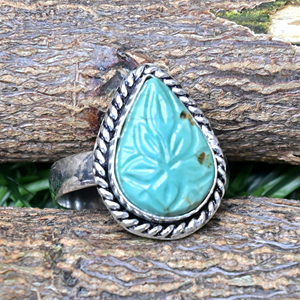 Anvika Handmade Oxidized <b>Silver</b> Plated Nevada Turquoise Gemstone Bezel Set Vintage Women's Engagement <b>Statement</b> <b>Ring</b> Sample Made - Product Image 3