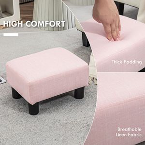 Poggiapiedi Cubo in Tessuto di Lino con Gambe in Plastica per Casa, Ufficio, Appartamento o Hotel - Disponibile in Rosa - Product Image 4