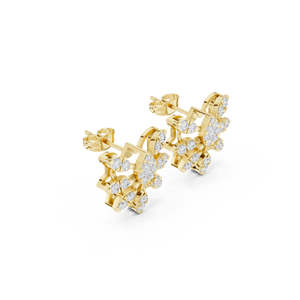 Pendientes de Diamantes Cultivados en Laboratorio con Corte Redondo, Oro de 14K/18K, Diseño Floral, 1.28Ct, DEF VVS, Regalo Clásico de Aniversario, ODM - Product Image 3