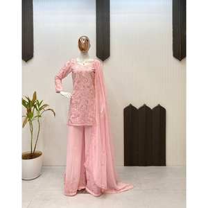 Conjunto de Top, Pantalón y Dupatta de Diseñador para Fiesta, Talla XL - Product Image 3