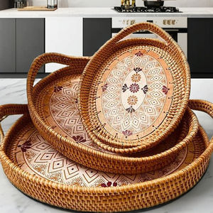 ตะกร้าหวายสานด้วยมือสำหรับทำอาหาร2024ถาดเสิร์ฟทำจากไม้ปรับแต่งได้สำหรับห้องครัวบ้านอาหาร - Product Image 4