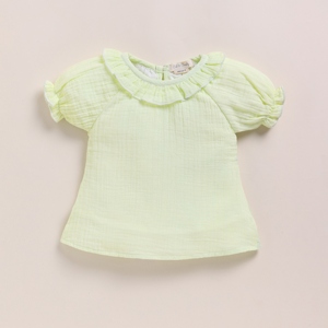 Organic Pistachio Muslin Frill Top <b>Set</b> Premium Quality <b>Baby</b> Clothing Cream-colored Premium Organic Muslin Frill Top <b>Set</b> - Product Image 2