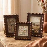 Marco de Fotos de Madera Vintage con Cuentas, Estilo Rústico en Nogal, Se Vende Individualmente o en Conjunto de 3, Decoración Neutral Cálida Estilo Granja