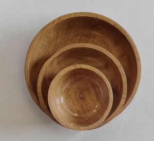 Ensemble de 3 bols de service rustiques en bois naturel pour la table, la vaisselle, les collations, les soupes et les desserts, ustensiles de cuisine, au meilleur prix - Product Image 1
