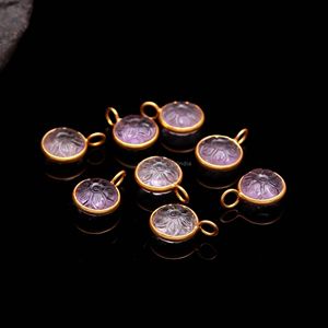 Colgante de flor de amatista rosa natural tallada a mano, piedra preciosa de plata de ley 925, amuleto de amatista rosa para la fabricación de joyas. - Product Image 6