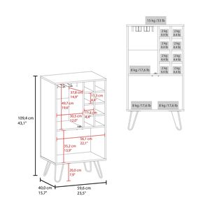 Mobile bar Aster da 23 pollici con doppia anta, scomparto con porta in vetro, otto scomparti per bottiglie e porta calici - Product Image 3
