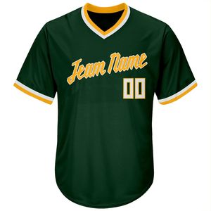 Camiseta de Béisbol Personalizada con Cuello en V Verde para Hombre, Manga Corta, Nombre del Equipo Sublimado, Malla de Poliéster Transpirable - Product Image 1