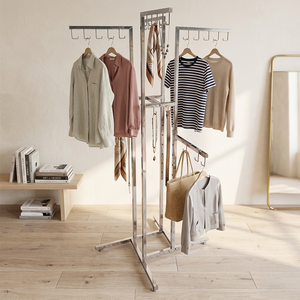 Bros Display heavy duty foldable clothing rack luxury metal portable tiered shelf garment display stand retail OEM ODM Vietnam - Product Image 3