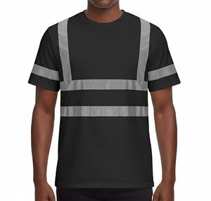 เสื้อยืดนิรภัยสำหรับผู้ชายแบบขายส่ง OEM ออกแบบเองได้ พร้อมแถบสะท้อนแสงสำหรับงานก่อสร้าง - Product Image 1