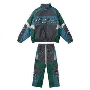 Premium Eco-Conscious Winter Unisex <b>Y2K</b> Color Block Breathable Streetwear <b>Tracksuit</b> Set Windproof Lightweight Racing Jacket - Product Image 1