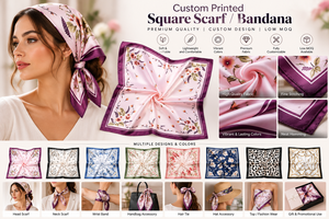 Pañuelo Cuadrado de Seda 100% para Mujer, Estampado Floral, Fondo Rosa, Borde Morado, Accesorio de Moda de Lujo, PREGO INDUSTRIES - Product Image 5