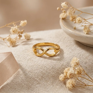 Anillo Geométrico de Lujo para Mujer, Acero Inoxidable 304, con Recubrimiento PVD de Oro Real de 18K, Anillo de Moda Electrochapado - Product Image 2