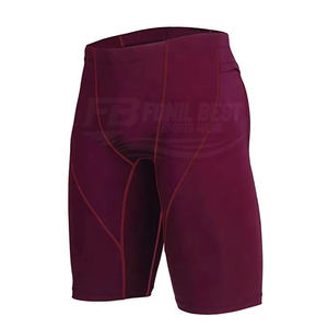 Pantalones Cortos Deportivos de Compresión Personalizados al por Mayor, de Malla Sólida de Poliéster Transpirable y Ecológico, con Cierre de Cordón Ajustable, 220g - Product Image 1