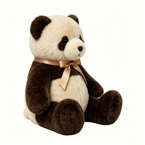 Peluche panda, peluche panda brun, peluche panda assis, jouet panda doux - Product Image 2