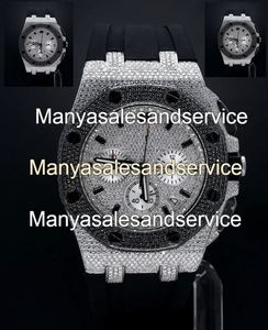 Reloj de Acero Inoxidable con Diamante Moissanite Blanco, Esfera Negra, Resistente al Agua 10 Bar, para Ocasiones Especiales, Uso Diario, Regalo para Él - Product Image 4