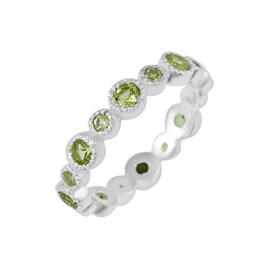 Anillo de Plata de Ley S925 100% Pura con Piedras Preciosas de Peridoto Natural de Buena Calidad, Nueva Colección, Anillo Delicado de Moda, Joyería Fina - Product Image 1