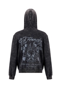 Sudadera con capucha de gran tamaño de peso pesado personalizada de fabricante para hombre Sun Faded Acid Wash Print Sudadera con capucha de hombro caído de alta calidad para invierno - Product Image 2