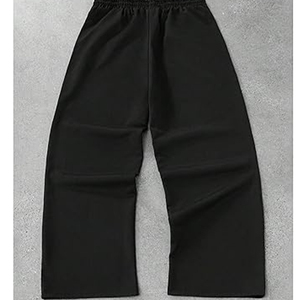 Pantalon de survêtement noir pour homme, coupe large, taille élastique avec cordon de serrage, décontracté, respirant, en maille, avec bande latérale ornée de strass - Product Image 2