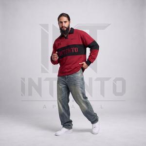 Sudadera de Manga Larga INTENTO para Hombre, 100% Algodón, Diseño Color Block, Cuello Camisero, Logotipo Frontal, Amarillo Neón y Negro, Estilo Deportivo - Product Image 5