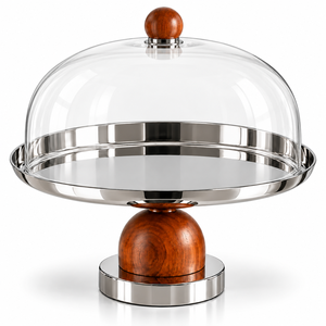 Serveur à chocolat en argent de haute qualité avec dôme en verre pour restaurants, hôtels, mariages et événements – Tailles et couleurs personnalisées disponibles ici - Product Image 1