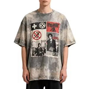 เสื้อยืดโอเวอร์ไซส์สตรีทแวร์ผ้าคอตตอนพิมพ์ลายหนาแน่น คุณภาพสูง 320gsm ทรงบ็อกซี่แบบครอปสำหรับผู้ชาย - Product Image 1