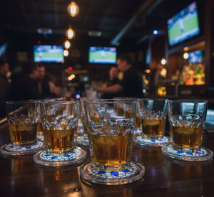 Sous-verre en verre mosaïque floral bleu classique, peint à la main, résistant à la chaleur, antidérapant, pour servir des cocktails, du whisky, des boissons gazeuses - Product Image 1