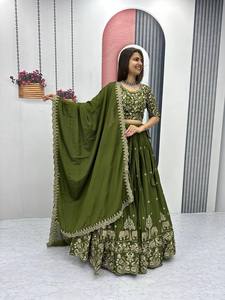 Ensemble Lehenga Choli Premium en Georgette pour Femme, Broderie Lourde, Travaux de Fil, Dupatta Longueur Ras du Sol, Sans Plis, Style Indien - Product Image 2