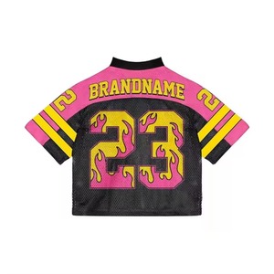 Wholesale Custom Full Print Streetwear American Retro Men's V-neck <b>Plus</b> <b>Size</b> Short Football Jersey High Quality Sublimation <b>Mesh</b> - Product Image 5