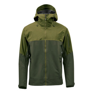 Chaqueta Impermeable con Capucha para Hombre, Diseño Color Block, Exterior de Poliéster, Cierre de Cremallera, Ropa Deportiva para Otoño, Estilo Deportivo Verde - Product Image 1