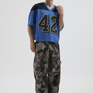 Streetwear pour hommes, jersey en maille ample, matière en maille légère, respirant, coupe ample, logo personnalisé, service OEM - Product Image 1