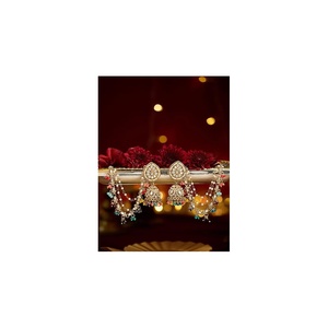 Pendientes de Moda para Mujer, Multicolores, Estilo Kashmiri, Chapados en Oro, Diseño de Flor, Cristal, Imitación de Perla - Product Image 2