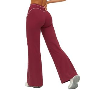 Ensemble deux pièces de yoga respirant et à séchage rapide, couleur unie, avec logo personnalisé, taille haute élastique, idéal pour le fitness, la course et le sport – Collection 2026 (vente en gros) - Product Image 4