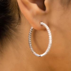 Pendientes de Aro de Oro Sólido de 14k con Diamantes, Joyería Fina de Valor Social, Aros Brillantes de Diamantes Naturales de Círculo Completo, Regalo - Product Image 6