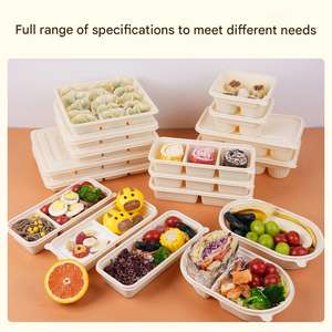 Boîte à emporter pour sushi et salade japonaise, écologique, biodégradable, jetable, double compartiment, 3 compartiments, conteneur alimentaire - Product Image 3