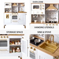 Ensemble de jeu de cuisine en bois non toxique pour tout-petits : micro-ondes, robinet, hotte, batteur, grille-pain