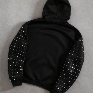 Sweat-shirts à capuche surdimensionnés personnalisés pour hommes, style Hip Hop Streetwear, entièrement brodés, en polaire, avec strass, poche respirante - Product Image 2