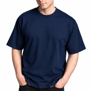 Camiseta Básica de Manga Corta para Hombre, 100% Algodón, Cuello Redondo, Corte Regular, Color Sólido, Informal, Tejido de Punto, Bordada, de Secado Rápido, 180g - Product Image 1