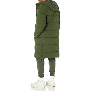 Long Quilted <b>Winter</b> Jacket Hooded Full Sleeve Zipper Closure Solid Color Polyester Shell <b>Thick</b> Warm <b>Coat</b> - Product Image 3