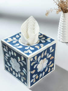 Caja de pañuelos de lujo hecha a mano con incrustaciones de hueso – Soporte de madera de diseño ecológico para decoración del hogar y la oficina - Product Image 3