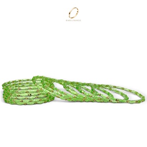 High Quality Green Gold Plated Raindrop <b>Crystal</b> Kashmiri Glass Bangles Set <b>for</b> <b>Women</b> Indian Wedding Fashion Jewelry Wholesale - Product Image 5