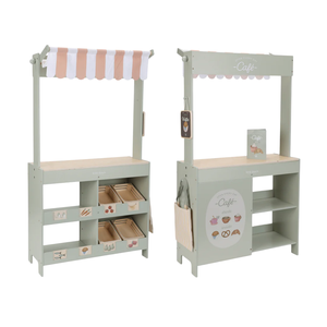 Juguete Educativo de Madera para Niños, Puesto de Mercado, Tienda de Comestibles de Juguete con Toldo Rojo y Blanco, Cajas y Estantes, Venta al por Mayor - Product Image 1